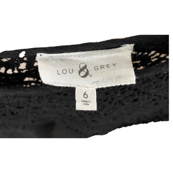 Lou and Grey Romper Womens 6 Black Linen Crochet Lace Elastic Drawstring Waist - Picture 12 of 16